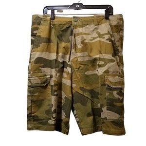 Rio Sportswear Men's Olive Camo Brushed Cotton Bermuda Cargo Shorts Size 38